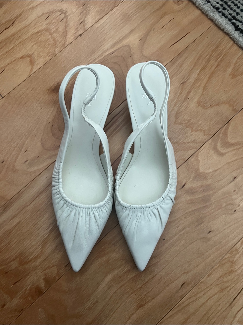 White Pointed Slingback Flats